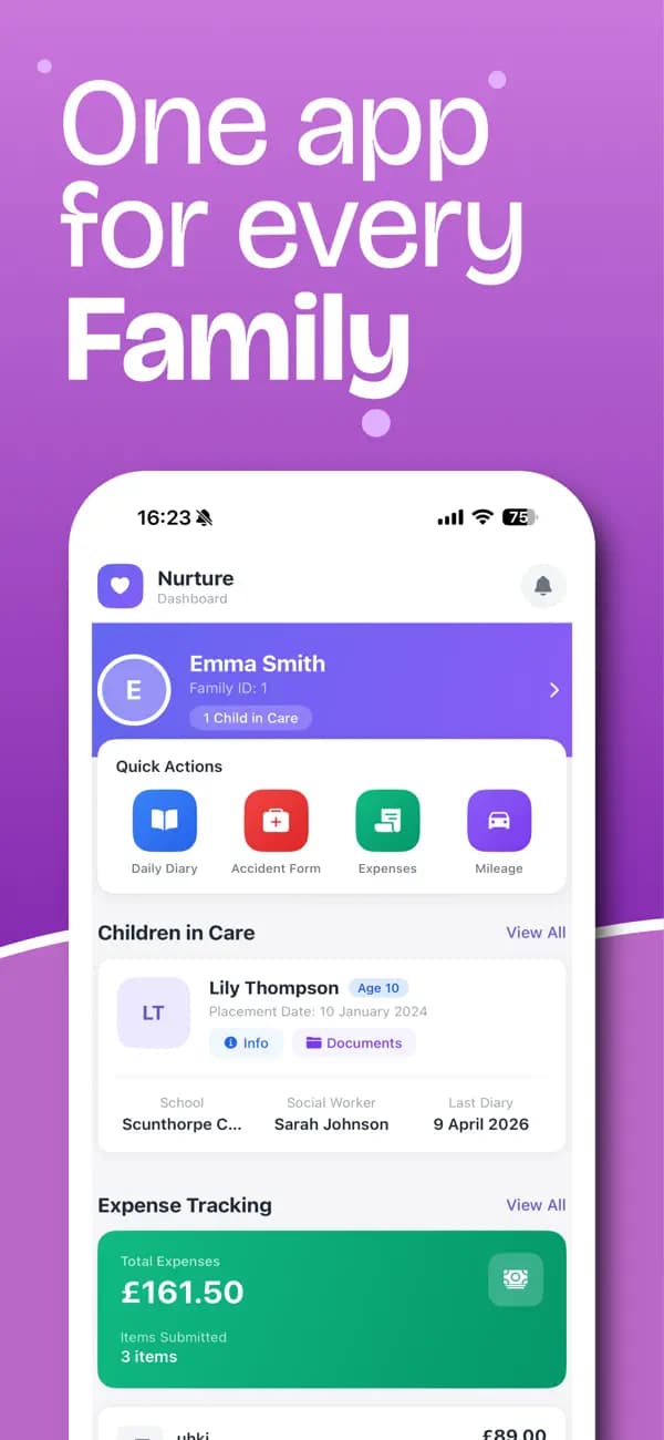 Nurture Family home screen